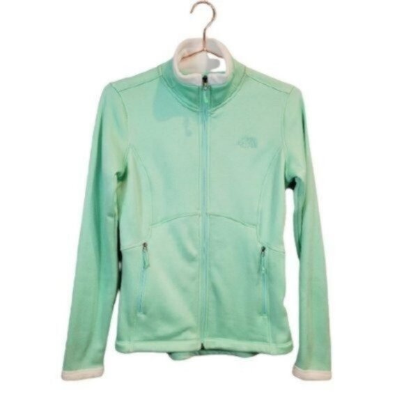 North Face Agave Fleece Full Zip Jacket Sweater Mint Green - Picture 1 of 11